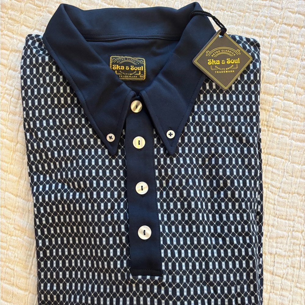 Ska & Soul Retro Mod Navy and White Men's Polo shirt
